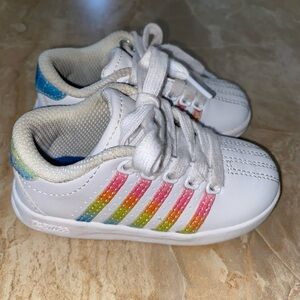 Toddler size 6 K-Swiss Girls Rainbow Glitter Stripped White Shoes Sneakers